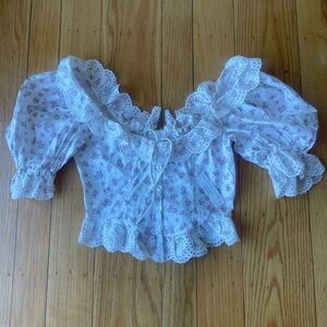 For Love And Lemons White and Pink Floral Top